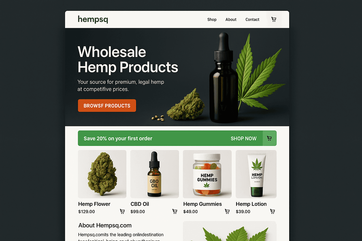 hempsq.com website mockup